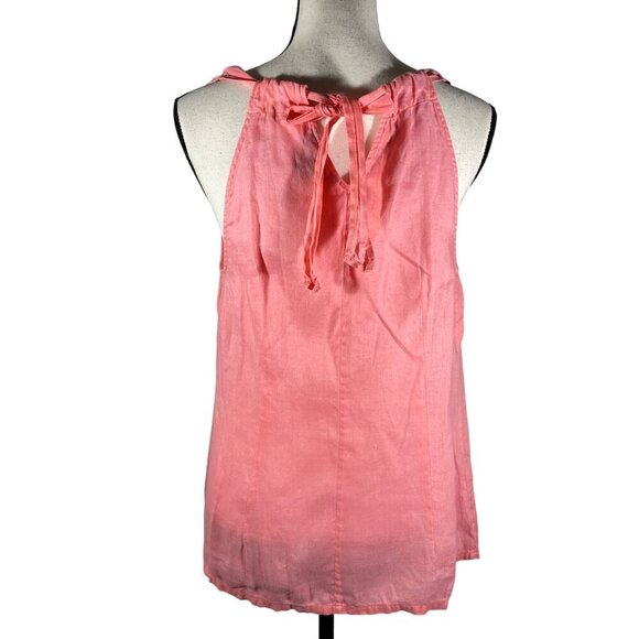 Tommy Bahama Womens Pink Linen Sleeveless V-Neck Top With Back Tie Detail S/P - Picture 3 of 7
